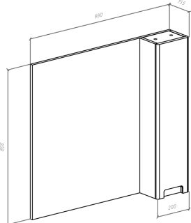 Зеркало-шкаф Bellezza Пегас 90см правый черный 00000008060