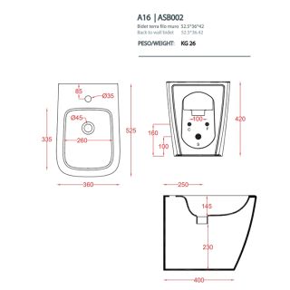 Биде Artceram A16 ASB002 15 00 grigio oliva *1 grigio oliva