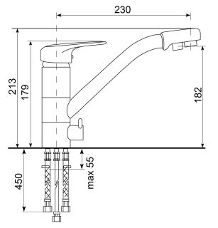 Смеситель для кухни Ulgran Classic U-010-346 с дополнительным краном для питьевой воды хром