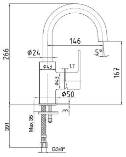 Смеситель для раковины E.C.A. Nita 102188036EX хром