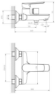 Смеситель для ванны ESKO Lagos Gun Metal LG54GM графит