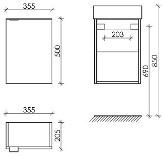 Подвесная тумба под раковину Sancos Mini MN35ECHR правая 35см дуб чарльстон