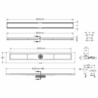 Душевой лоток Berges Wasserhaus B1 Keramik 090116 50 Матовый хром
