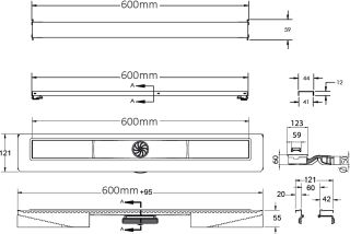Душевой лоток Berges Wasserhaus C1 Norma 090137 60 Матовый хром