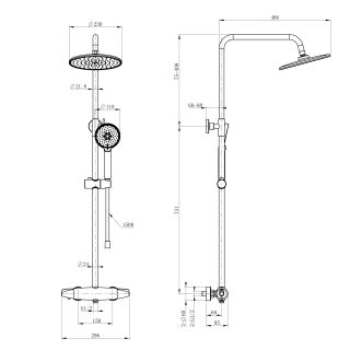 Душевая стойка Wonzon & Woghand Capsule WW-B3031-A-CR с термостатом хром