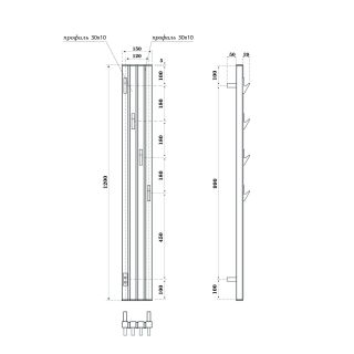 Полотенцесушитель электрический Point Пиано PN19722WC 150x1200 диммер слева белый/хром
