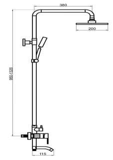 Душевая стойка РМС SUS124-009DK-1 нержавеющая сталь
