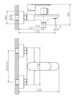Смеситель для ванны Haiba HB60590-7 чёрный матовый