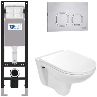 Комплект унитаза с инсталляцией WeltWasser Amberg 350 + Baarbach 004 GL-WT + Amberg RD-MT CR 10000012286 белый глянец