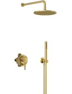 Душевой комплект Kludi Bozz 38736N076 со смесителем брашированное золото