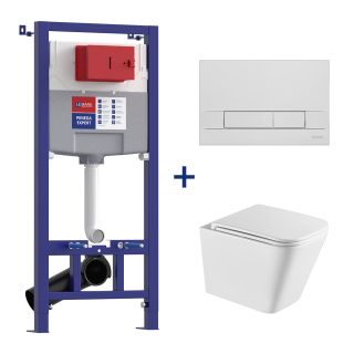 100121423 инсталляция Lemark Peneda Expert с кнопкой смыва Bit хром глянец унитаз подвесной безободковый Florex торнадо белый глянец