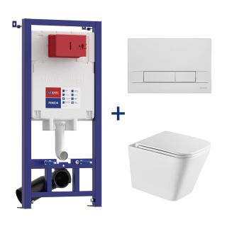 Комплект 3в1 100801419 инсталляция Lemark Peneda с кнопкой смыва Bit хром глянец унитаз подвесной безободковый Florex торнадо белый глянец