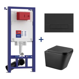 Комплект 3в1 100802234 инсталляция Lemark Peneda с кнопкой смыва Bit чёрный матовый унитаз подвесной безободковый Florex торнадо чёрный матовый