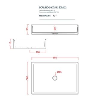 Раковина ArtCeram SCALINO SCL002 01 00 белая 55 см