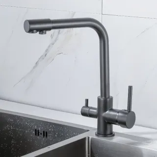 Смеситель для кухни Boch Mann Laura GR BM10425 с краном под фильтр серый