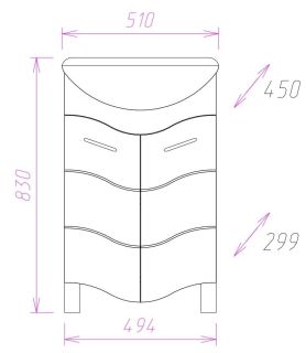 Напольная тумба под раковину Onika Лайн 105007 50см белый