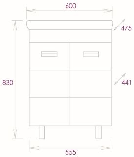 Напольная тумба под раковину Onika Балтика-Квадро Black 106139 60см белый