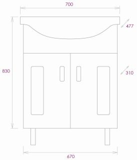 Напольная тумба под раковину Onika Кристалл 107024 70см белый