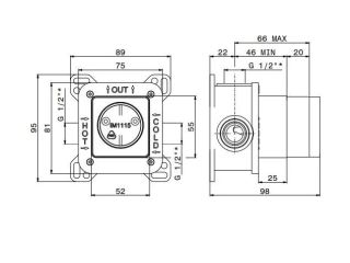 Универсальная внутренняя часть для механического смесителя на один поток для душа Kerama Marazzi 10841KM.00.000