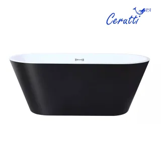 Ванна акриловая Ceruttispa Resia CT10879 170x75 см со сливом-переливом чёрный матовый/белый