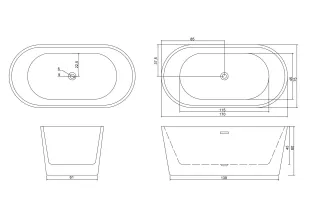Ванна акриловая Ceruttispa Resia CT10879 170x75 см со сливом-переливом чёрный матовый/белый
