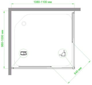 Душевой уголок Royal Bath HPD 110x100см чёрный RB1110HPD-T-BL