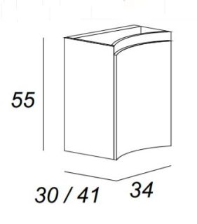 Шкафчик под раковину, левосторонний Cezares 34x55 Rovere tabacco Vague 54836