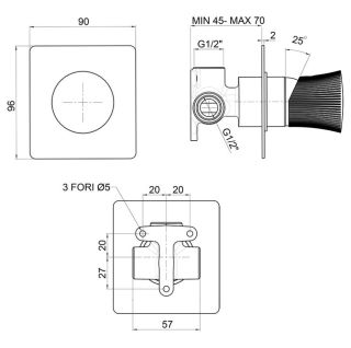 Встраиваемый смеситель для душа Paini Domus 18PJ690PZ матовое золото