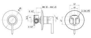 Встраиваемый смеситель для душа Paini Brera 74CR690 хром