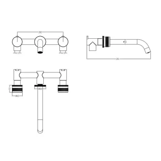 Встраиваемый смеситель для раковины Boheme Prestige 152-2-G-PR золото