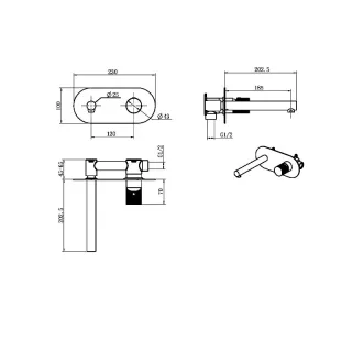 Встраиваемый смеситель для раковины Boheme Stick Linea 125-MG.3 золото матовое