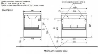 Подвесная тумба под раковину Эстет Monaco Wood ФР-00010678 70см один ящик белый/дуб рустикальный