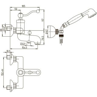 Смеситель для ванны Paini Duomo 88PJ105 матовое золото