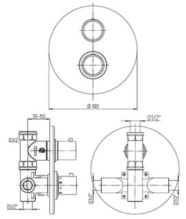 Встраиваемый смеситель для душа Paini Cox 78PJ690TH с термостатом матовое золото