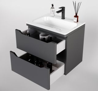 Тумба под раковину Style Line Марелла 60 Люкс Plus СС-00002406 серый матовый