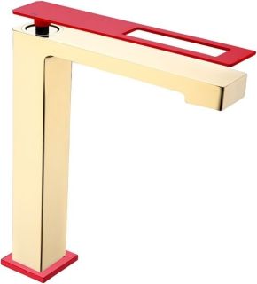 Смеситель для накладной раковины Boheme Q золото/красный 142-GR