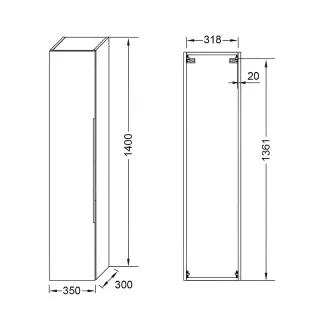 Пенал подвесной Jacob Delafon Lucien EB2059-J5-J5 35 см белый лак