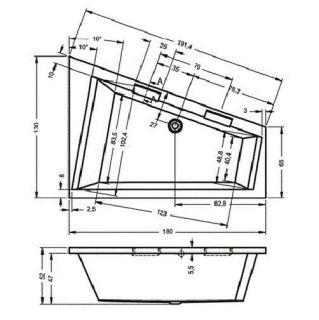 Акриловая ванна Riho Doppio B033001005 R 180x130см белый