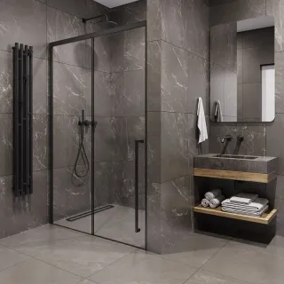 Душевая дверь в нишу Timo T59R 150 см правая чёрный