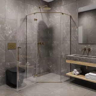 Душевой уголок Timo T69 100x100 см золото матовое