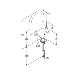 Смеситель для кухни Kludi Reef 50851N275 с выдвижным изливом сталь оружейная брашированная