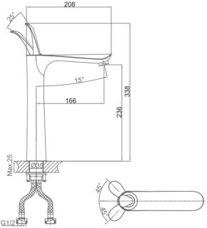 Смеситель для накладной раковины DQ Venice Baciano чёрный/золото DA1032059