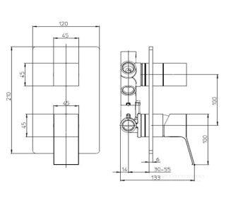 Встраиваемый смеситель универсальный Bossini Aki Z00741.094 брашированный никель