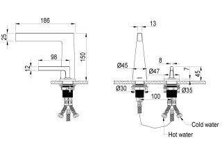 Смеситель для раковины Boheme  Duo Boheme 2х-позиционный GOLD золото