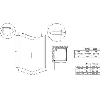 Душевая дверь Jacob Delafon Contra Black E22T81-BL 80см