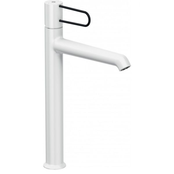 Смеситель для раковины Jacob Delafon Odeon Rive Gauche E21030-BL-00 белый с чёрной ручкой