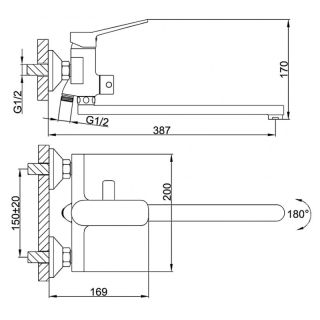 Смеситель для ванны и душа Frap F2262 черный