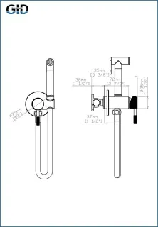 Гигиенический душ Gid Edessa L070BMGD  со смесителем черный матовый