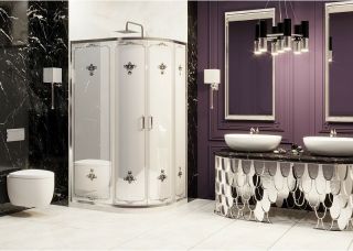 Душевой уголок Ambassador Royal 18015101 120x80см хром/белое с рисунком