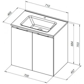 Тумба под раковину Aquanet Алвита New 303906 70 см дуб веллингтон